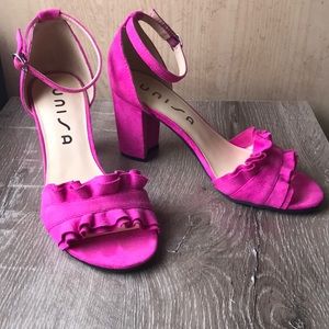Hot pink ruffle heels